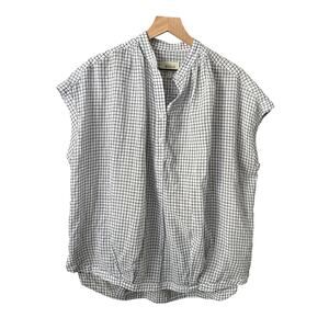 Koch Popover Oversized 100% Cotton Blouse XS Womens Checkered